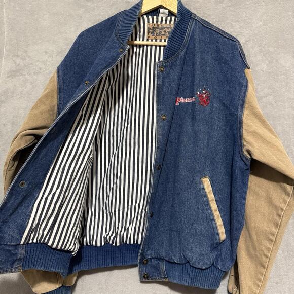 Vintage Turning Point Denim Varsity Jacket Logo Made Macau Men’s - Picture 5 of 10